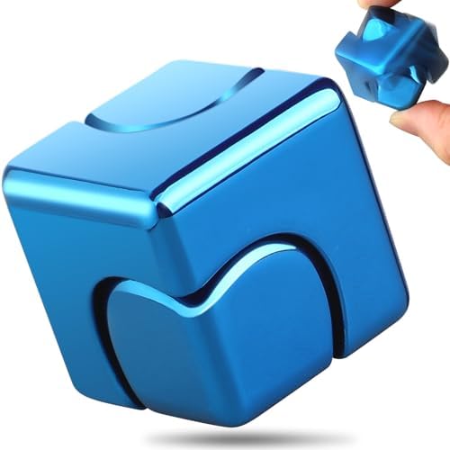 Dilabnba Infinity Cube Fidget Spinner Toy for Kid Adult, Metal Fidget Block Sensory Focus Toy for Boy Girl 3-12, Finger Gyro Stress Relief Easter Stuff EDC Desktop (Blue)