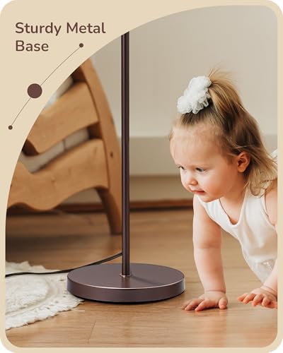 EDISHINE 64.7IN Brown Floor Lamp for Living Room with Remote, Standing Lamp