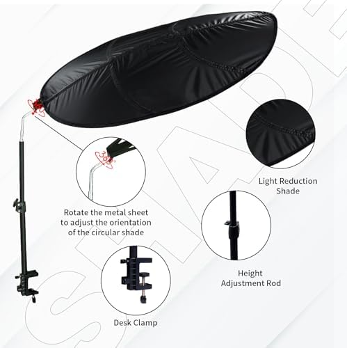 Office Cubicle Shade Cubicle Desk Light Shield to Block Anti-Glare Cover Light Sensitive Professionals Cubicle Light Quick Install Shading Light Shade with Clamp (Black Leaf)