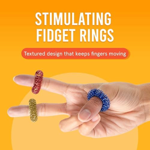 BunMo Spiky Sensory Rings 3pk – Fidget Rings for Adults – Sensory Stimulation & Finger Comfort – Acupressure Rings – Durable & Portable Pain Stim Fidget