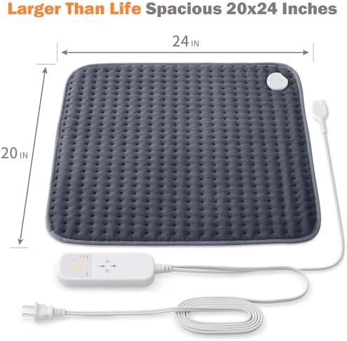 Heating Pad for Back, Neck & Shoulders, Soft Electric Heating Pad with Moist & Dry Heat, Auto-Off, Machine Washable, Birthday Gifts for Women Wife Mom Her (Rock Gray, 20"x24")