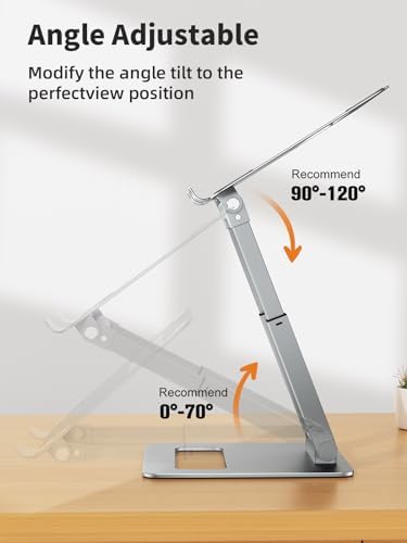 tounee Laptop Stand for Desk Adjustable Height, Telescopic Computer Stand with Pull Out Design Ergonomic Laptop Riser Fits All Laptops 10-17"-Silver