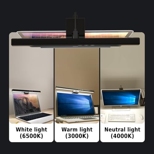 BY-J Computer Monitor Light Bars, Screen Monitor Light Bar for Eye Caring, USB Reading LED Task Lamp, Dimmable Monitor Light Bar, Touch Control, No Glare Space Saving Home Office Desk Lamps
