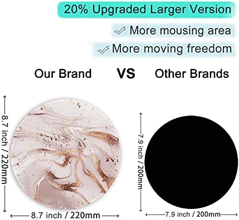 ITNRSIIET Round Mouse Pad with Stitched Edge Premium-Textured Waterproof Non-Slip Rubber Base Desktop Protection Mat Diameter 8.7 inches, Rose Gold Marbling