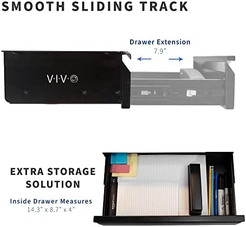 VIVO Black 16 x 9 inch Under Desk Slide Out Drawer, DESK-AC03A-B