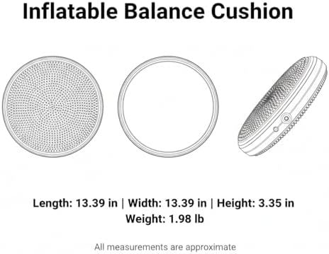 Inflatable Balance Disc Cushion, 13.4 Inch PVC Wobble Seat for Stability Training, Portable Exercise Pad for Home Office Chair or Fitness Workouts