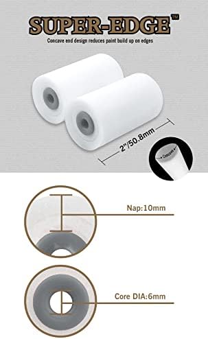 ROLLINGDOG 5PCS 2 inch Mini Foam Paint Roller Covers Set Concave End Design