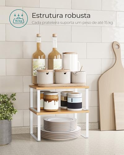 SONGMICS Cabinet Organizer Shelf, Set of 2 Spice Rack, Kitchen Storage