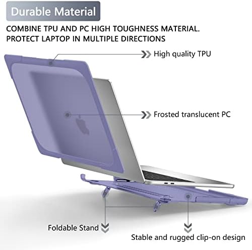 Batianda Heavy Duty Case for MacBook Air 13 Inch 2018-2020, Lavender Gray