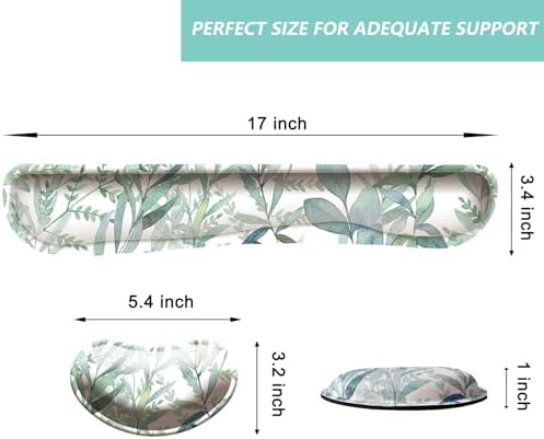Keyboard Wrist Rest Mouse Wrist Support Set, Memory Foam Wrist Rest Pad for Computer Laptop Keyboard Mouse, Ergonomic Wrist Cushion Support for Typing Pain Relief, Gaming Home Office, Green Leaves