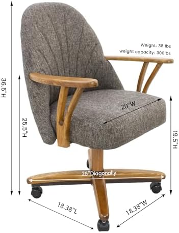 Chromcraft Bailey Swivel-Tilt Caster Dining Chair - Chestnut - Onyx - 2pc