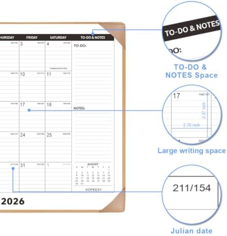 KOPEESY Desk Calendar 2026-2027 with Protective Mat 22" x 17"