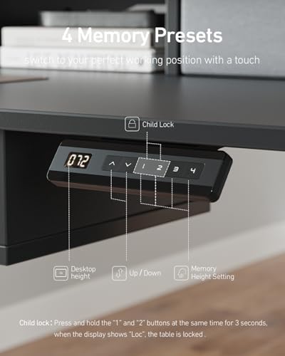 FEZIBO 55 x 30 inch Standing Electric Desk with Drawers, Black