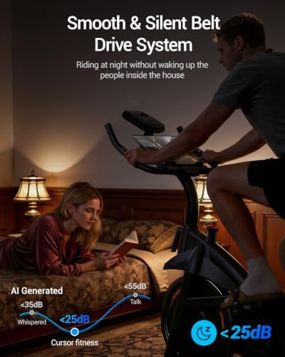 CURSOR Exercise Bike, Magnetic Friction Stationary Bikes for Home with APP