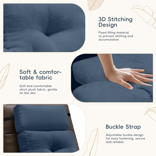 2 Piece Neck Pillow and Lumbar Support Cushion Set for Recliner, NavyBlue