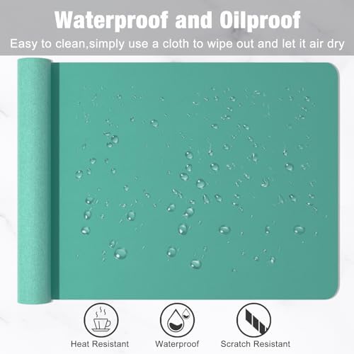 Hsurbtra Desk Pad, 35.5" x 17" PU Leather Desk Mat, XXL Extended Mouse Pad, Waterproof Desktop Blotter Protector, Non-Slip Ultra Thin Large Laptop Keyboard Writing Mat for Office Home, Fruit Green