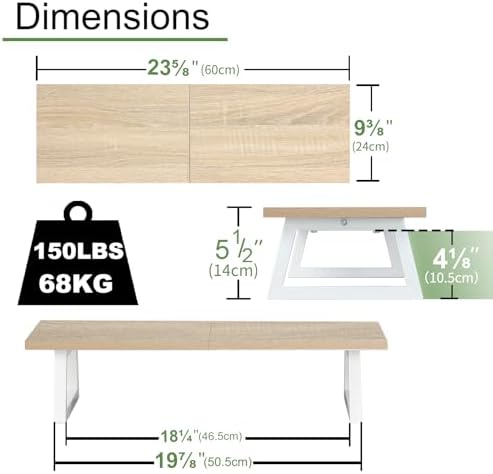 TEAMIX 24 inch Monitor Riser for Desk, Wood & Steel Computer/TV Stand Maple