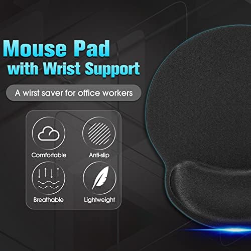 Yunsailing 12 Pcs Ergonomic Mouse Pad and Keyboard with Wrist Support Set Arm Rest Wrist Combo Gel Memory Foam Key Board Pad for Computer Laptop Gaming Office Typing Pain Relief