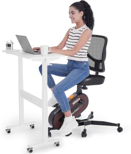 HitGo Ergonomic Office Chair with Exercise Bike, 330LBS Under-Desk Bike with 9-Level Height-Adjustable Seat, 8-Level Resistance, Rolling Wheels, Quiet Fitness for Home Office