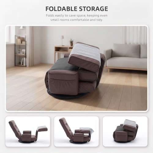 360° Swivel Floor Chair, 14-Position Adjustable Backrest & Footrest