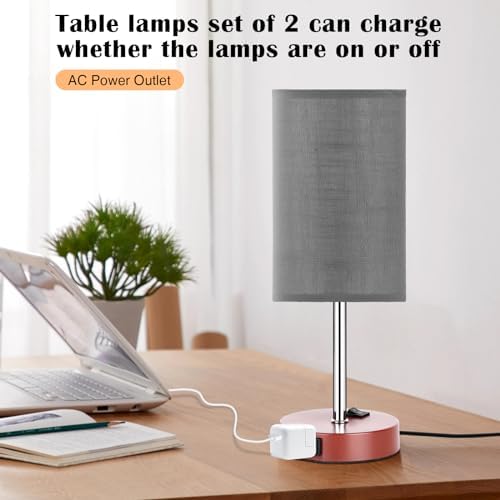ZJOJO Bedside Table Lamp Set of 2, 13.8" Small Lamp for Bedroom Nightstand