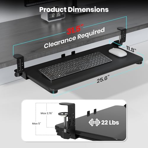Large Keyboard Tray Under Desk, Pull Out Keyboard & Mouse Tray for Typing