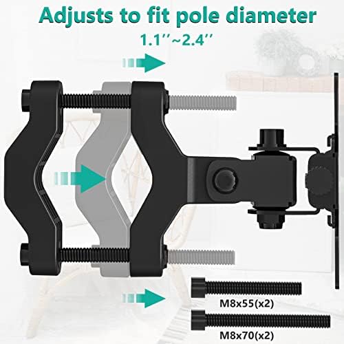 WALI Monitor Pole Mount for Universal Monitor Mounting System, Pole Mount Bracket Fits 1.1 to 2.4" Diameter Pole, Up to 32" Screens, Mounting Holes for 75 x 75mm and 100 x 100mm (VES02), Black