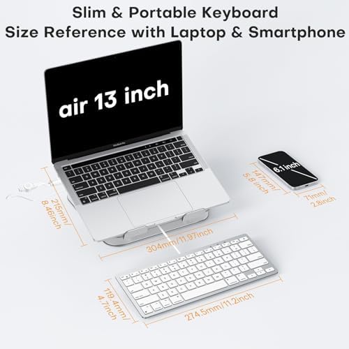 Emetok USB-C & USB-A Wired Keyboard for Mac, Scissor Keys, Desk Mat