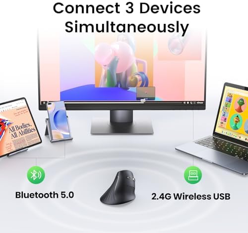 UGREEN UGREENVertical Wireless (Bluetooth 5.0+2.4G) Ergonomic Mouse Bundle with K551 Slim Quiet Wireless Bluetooth 78Keys Keyboard