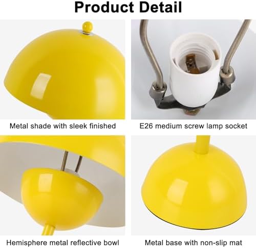 Creative Mid-Century Modern Bud Table Lamp for Home&Office, Lemon Yellow