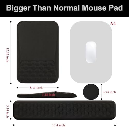 Ospelelf Keyboard Wrist Rest Ergonomic Mouse Pad with Wrist Rest, Arm Wrist Rest for Computer, Office and Gaming,Black