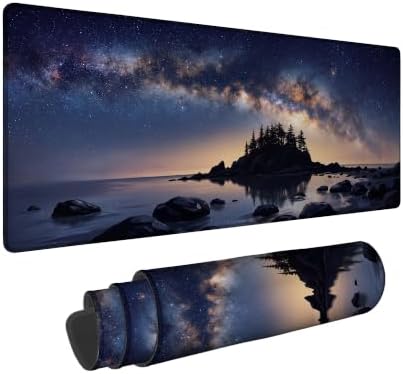 Galaxy Galaxy Night Skyline Landscape Nature Large Mouse Pad 16x36 Inch