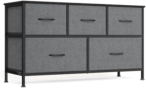 SONGMICS Dresser for Bedroom, Wide Dresser with 5 Fabric Drawers