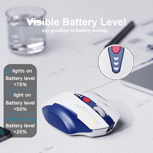 Uineer Wireless Mouse, 2.4GHz Rechargeable Computer Mouse, Battery Display