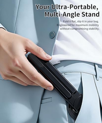 miley Laptop Stand for Desk, 8-Level Adjustable, Magnetic Phone Mount Black