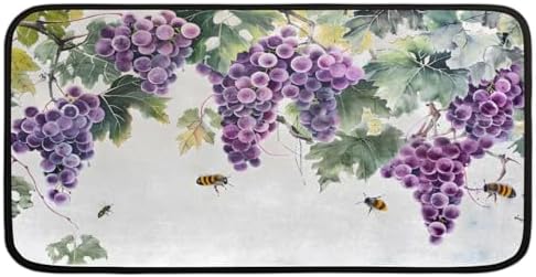 Kitchen Mats, Watercolor Bee Grapes Kitchen Rugs, Cushioned Anti Fatigue Kitchen Mats, Non-Slip Standing Desk Mat, Absorbent Kitchen Rug for Floor, Kitchen, Office, Sink, 20"×39"