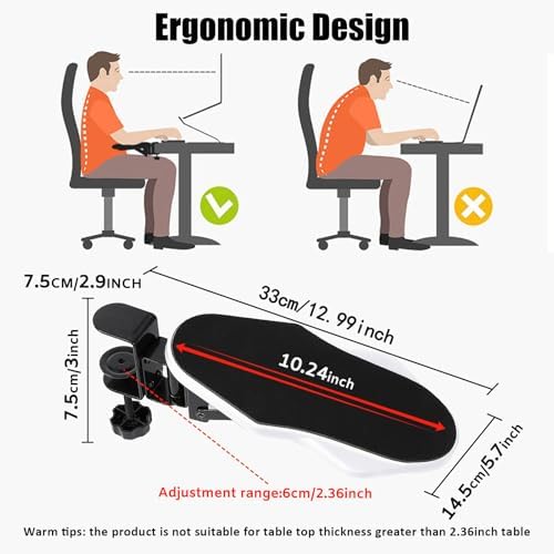 Computer Arm Rest for Desk, 180° Adjustable Rotating Desk Extender Tray, 90° Foldable Elbow Arm Support, Ergonomic Desk Arm Wrist Rest Shelf for Home and Office (Pack of 2)