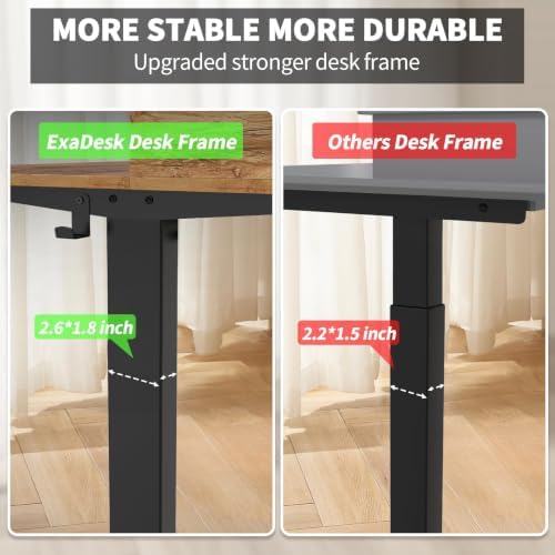 63 x 30 Inch Electric Standing Desk with 2 Drawers, Adjustable Height Widened Stand Up Desk with Storage, Sit to Stand Ergonomic Workstation for Home Office, Light Rustic