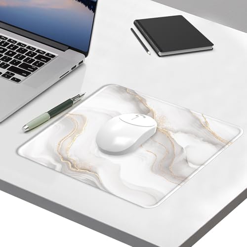 eulps Mouse Pad with Stitched Edge, Multiple Patterns Computer Mouse Pads with Non-Slip Rubber Base, Washable Cloth Mousepad, for Gaming, Laptop, PC (Ivory Marble)