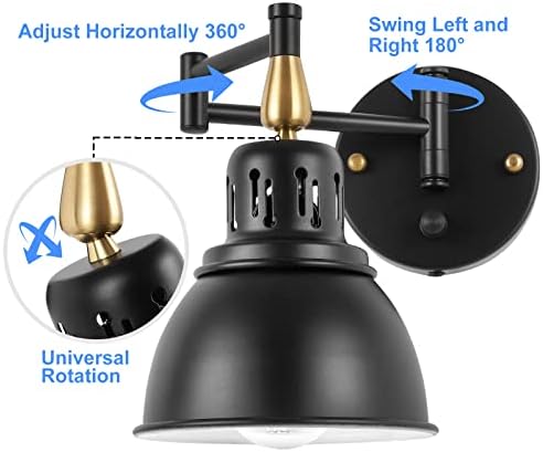 TRLIFE Wall Sconces Plug in, Remote Control Dimmable Wall Sconce and Adjustable Color Temperature 2700K-6500K Wall Lights with 6FT Plug in Cord, Swing Arm Wall Mounted Light(2 Pack, 2 Bulbs)