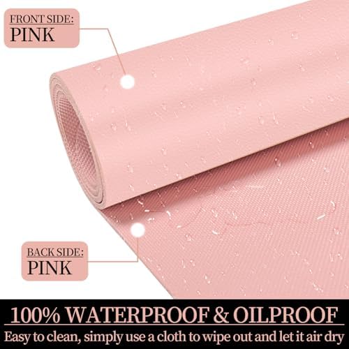 Leather Desk Pad Mat, Pink Desk Mat, 35.4" x 16.9"