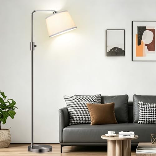 Nintiue 【Upgraded】 Dimmable Floor Lamp, 1000 Lumens LED Edison Bulb Included, Brushed Nickel Arc Floor Lamps for Living Room Modern Standing Lamp Tall Lamps for Living Room Bedroom