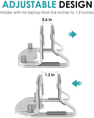 LOTEYIKE Aluminum Vertical Laptop Stand, MacBook Pro Laptop Vertical Stand Dock Holder with Adjustable Slot Fits All Laptops Notebook Tablets MacBook Air- Save Space & Improve Airflow, Silver