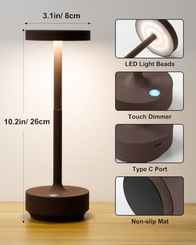 LED Cordless Lamp 5000mAh Outdoor Table Lights Rechargeable Rust