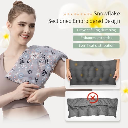 UNCN Wide Microwave Heating pad with Washable Cover 9.5x16in Microwavable Hot Pad for Neck Shoulder, Cramps, Back Pain Relief, Cordless Warm Compress Weighted Moist Heat Pack for Aches, Unscented