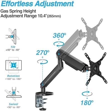 AVLT Single 27”-45” RGB Gaming Monitor Arm Desk Mount -Black