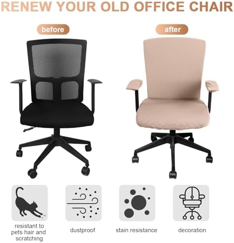 Tallew 4 Pcs Office Chair Covers Stretch Seat Armrest, Camel
