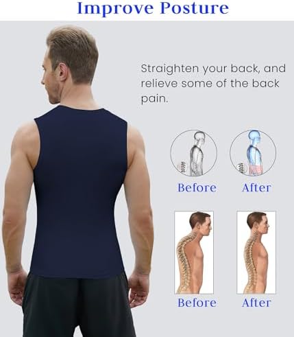 Compression Shirt Men Slimming Body Shaper Vest Crewneck Workout Tank Top