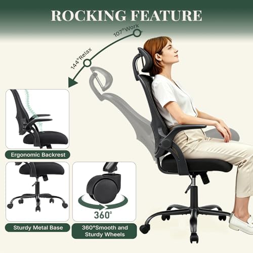 Computer Chair, Mesh Office Desk Chair with Lumbar Support