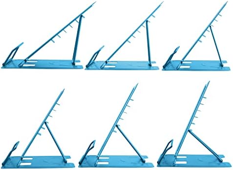 Honagu Metal Desk Book Holder, Hands Free Adjustable Cookbook & Document Holder, Portable Bookstand for Music Books, Textbooks, Recipes, Tablets & iPads (Sky Blue)